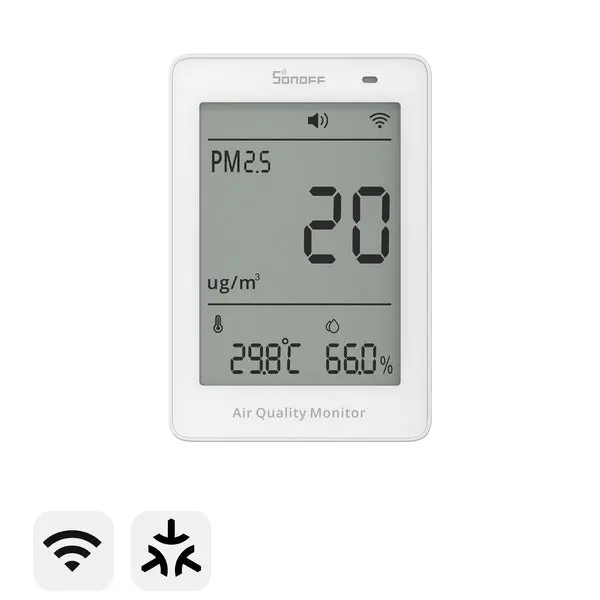 [6920075743265] SONOFF SAWF-07P Smart Indoor Air Quality Monitor with PM2.5, PM10, Temperature & Humidity Sensor, Real-Time Display, Notification, Matter-Compatible, 2.4GHz WiFi, 3.73-inch Screen, for Bedroom, Nusery
