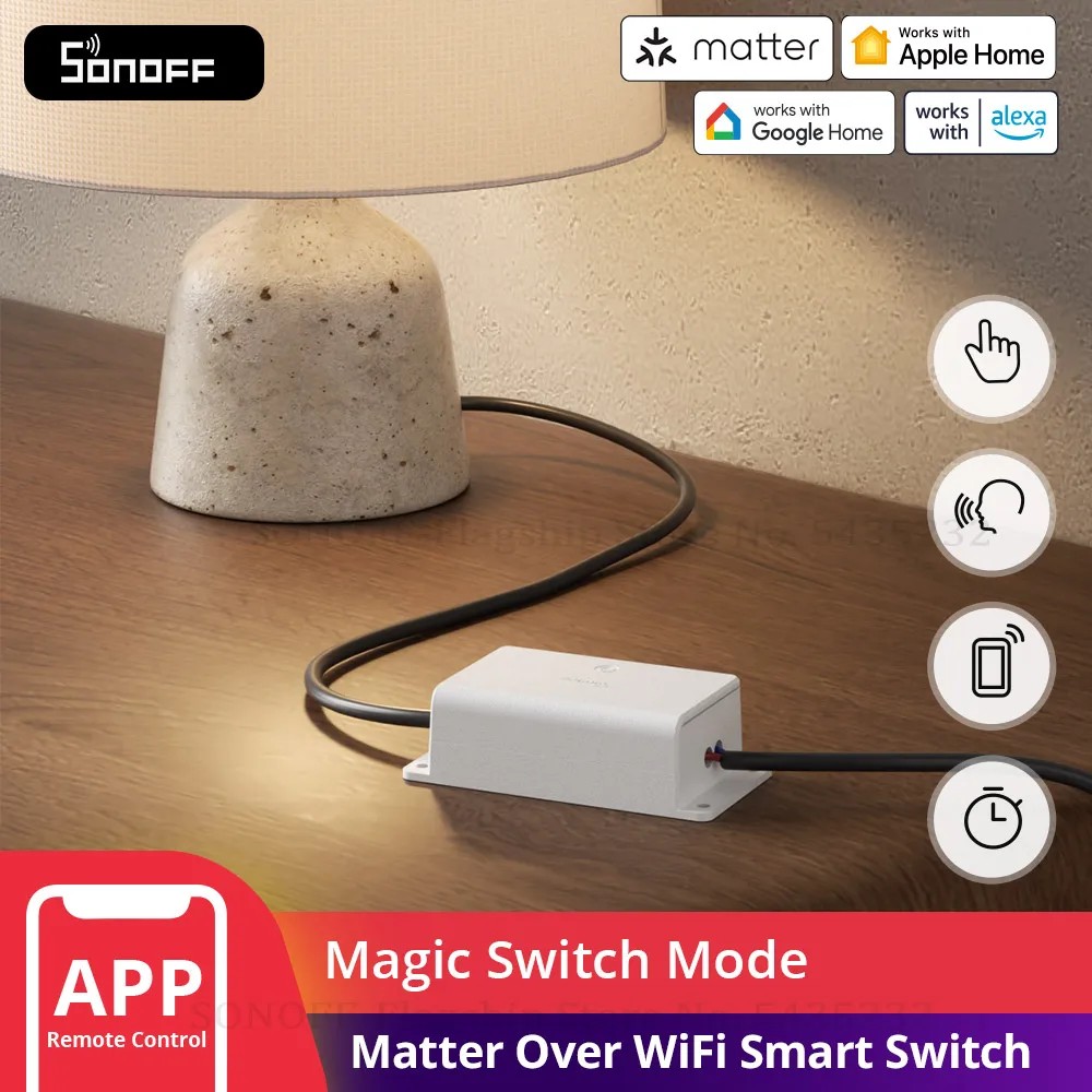 [6920075772777] SONOFF Basic Gen5 Matter Over WiFi Smart Switch BASIC-1GS Matter Protocol Large Touch Surface Reliable Work with Apple Ecosystem Alexa Google Home - White