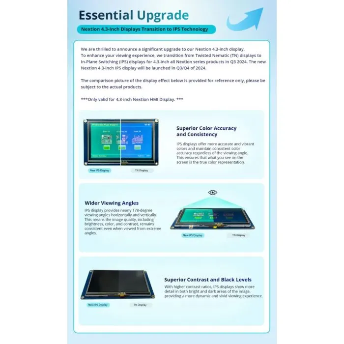 NX4827T043(IPS Screen) – Nextion 4.3” inch Basic Series HMI Touch Display