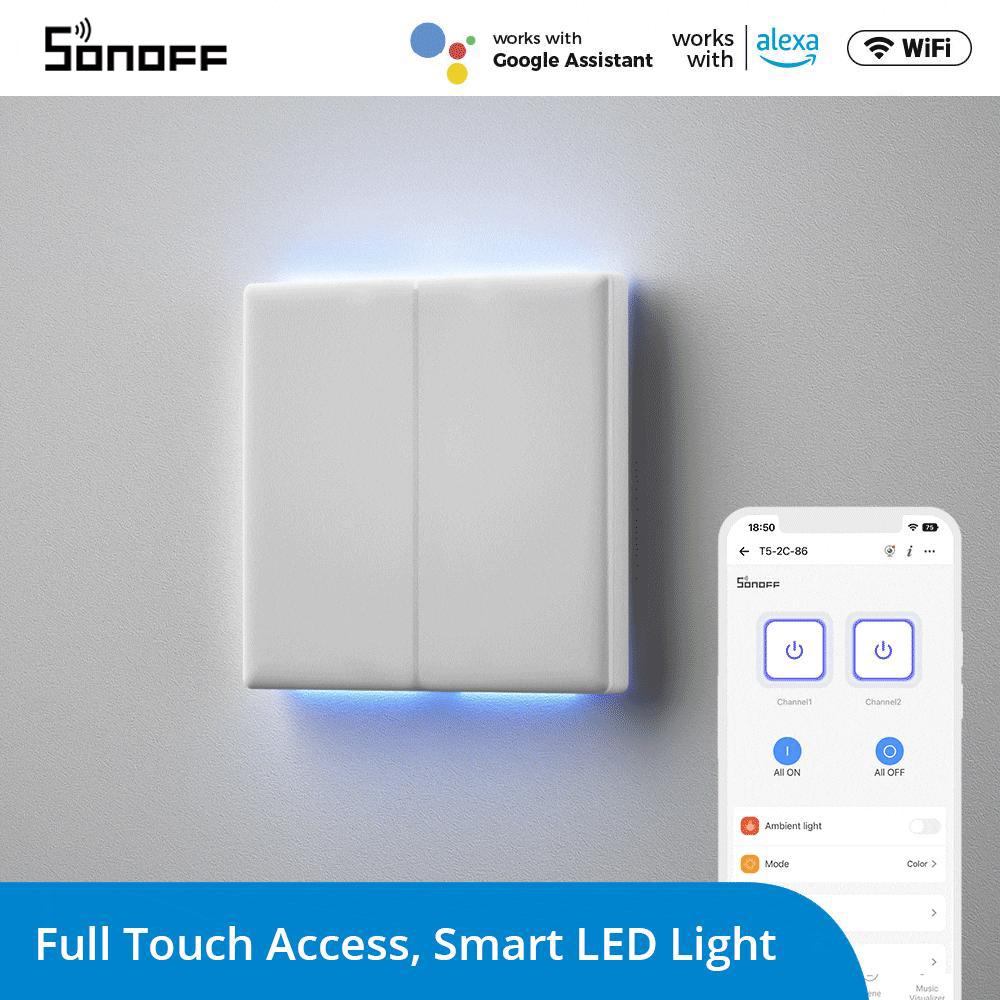 SONOFF T5-3C-120 TX WiFi Touch Wall Switch Smart Home Replaceable Switch Cover APP Remote Control via Alexa Google Home
