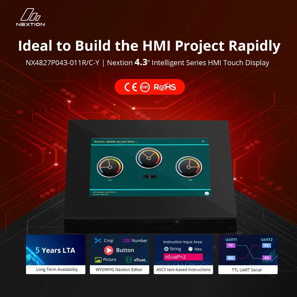 Nextion NX4827P043-011R-Y(TN Display)Intelligent Series HMI Touch Display with enclosure