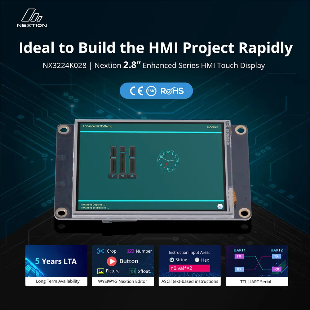 NEXTION NX3224K028-2.8‘’ inch Enhanced Series USART HMI Resistive Touch Display