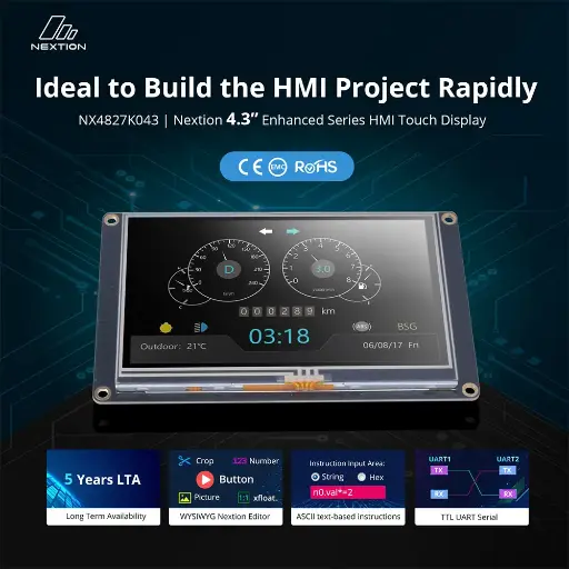 Display Nextion 7 Pollici Touch Capacitivo - HMI UART Per Progetti Embedded