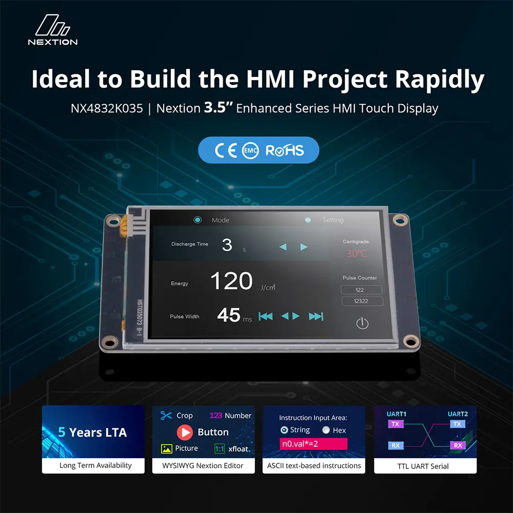 NX4832K035 – Nextion 3.5” Enhanced Series HMI Touch Display 