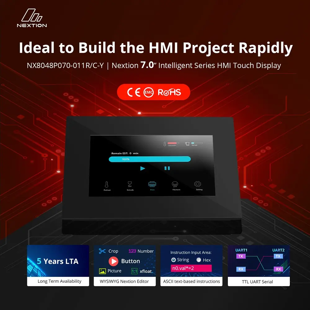[6920075775990] Nextion NX8048P070-011C-Y 7.0 inch Intelligent Series HMI Capacitive Touch Display With Enclosure 