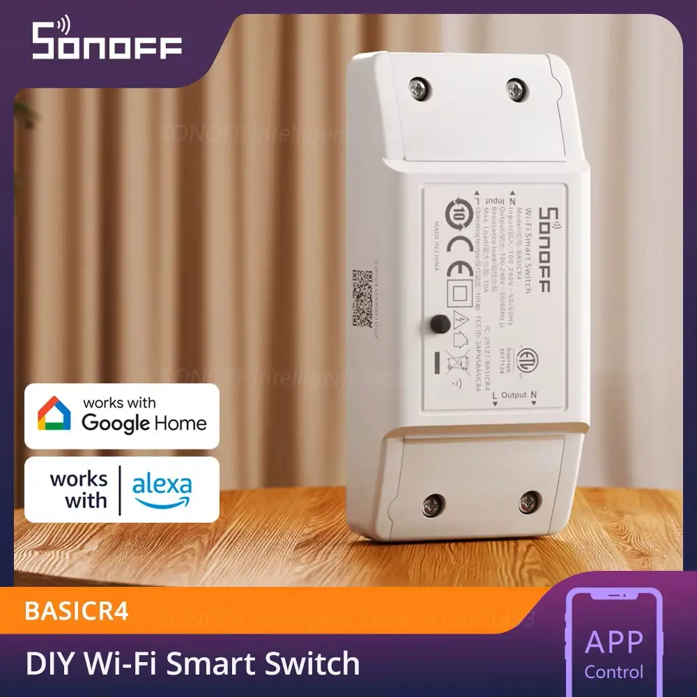 SONOFF Basic R4 WiFi ESP32 Chip Smart Switch 10A 2400W Smart Scene Magic Switch Module eWeLink IFTTT APP Remote Control Work with S-MATE2 R5 Alexa Google