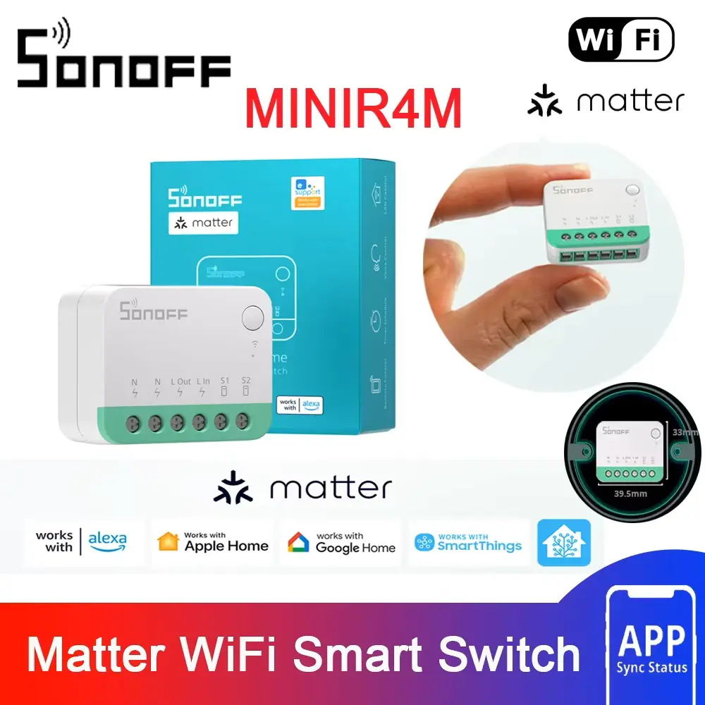 SONOFF MINIR4M MINI Extreme WiFi Smart Home Switch Detach Relay Matter Voice Control with Alexa Google Home