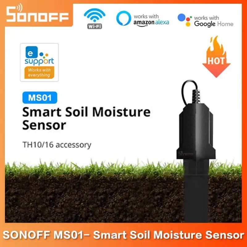 SONOFF MS01 Smart Soil Moisture Sensor With RJ9 Adapter Soil Hygrometer Detection Humidity Work Via Sonoff TH10/ TH16 Smart Home