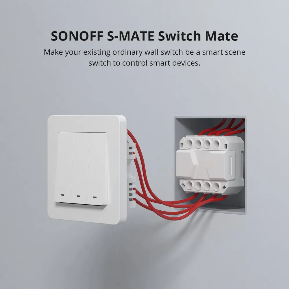 [6920075776782] SONOFF S-MATE Extreme Switch Mate – Battery Powered, No Neutral Wire, eWeLink-Remote, Works with Alexa Google Home, Compatible MINIR4
