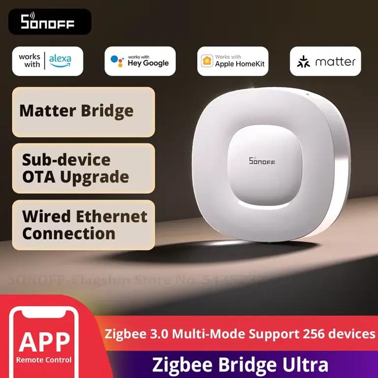 SONOFF ZB Bridge-U Zigbee Bridge Ultra Smart Matter Gateway Zigbee 3.0 Multi-Mode Support 256 devices Work with Alexa Apple Home|Zigbee Hub
