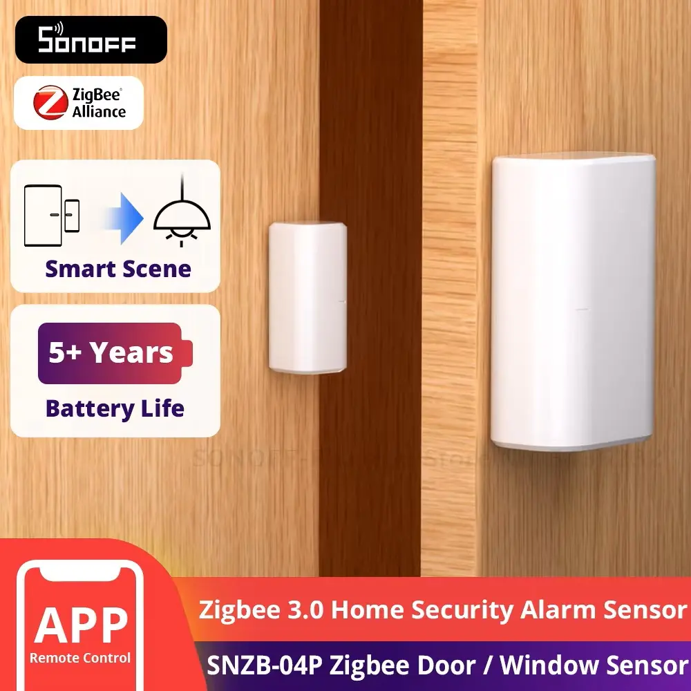 SONOFF SNZB-04P Zigbee Door Window Sensor Tamper Alert Smart Scene Remote Control Smart Home ZHA Work with Alexa Google Home5+Years battery life