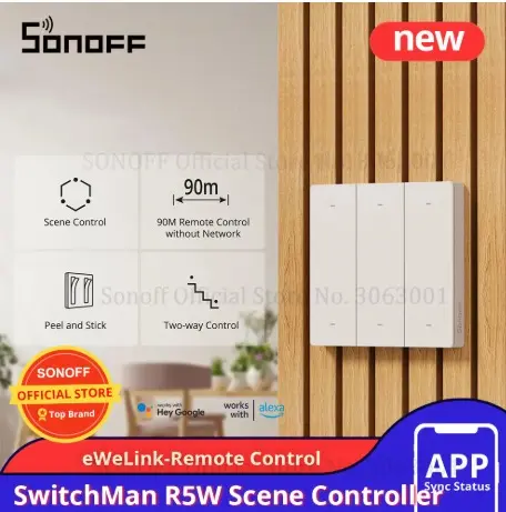 [6920075777932] SONOFF Wireless Universal Scene Remote Control, Requires SONOFF Gateway, 6 Smart Switches, No Wiring Required, Multi-Channel Remote Control for Smart Home Automation, R5W, White