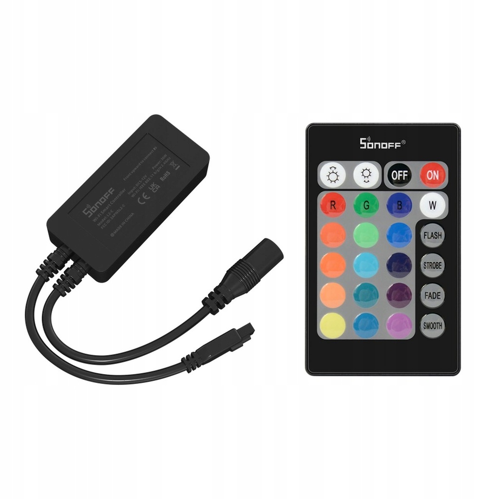 [6920075776737] SONOFF L2-C Smart Wifi RGB LED Driver Strip Controller 24Key IR Remote DC5V 12V 24V Support Alexa,Google Home EWELINK APP