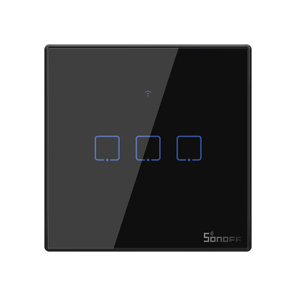 SONOFF T3UK3C TX Smart Wifi Black wall touch switch with Smart Home edge 3 Gang 433 RF Remote Control works Alexa,google home Voice Control IFTTT
