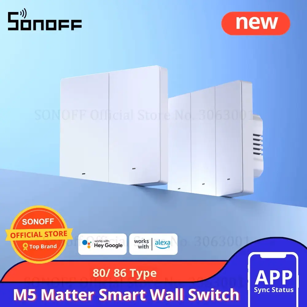 SONOFF M5-3C-80 SwitchMan Smart Wall Switch Push Button Switch 3 Gang Switch Work With Alexa Google Home and other