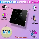 Smart WiFi Black Wall Touch Switch Retrofit for Anchor Roma Modular, 4 Gang WF540B10A Works with Alexa, Google, and IFTTT