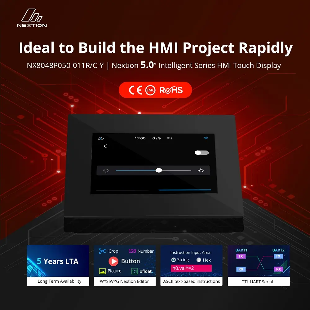 Nextion NX8048P050-011R-Y 5.0 inch Intelligent Series HMI Touch Display with enclosure