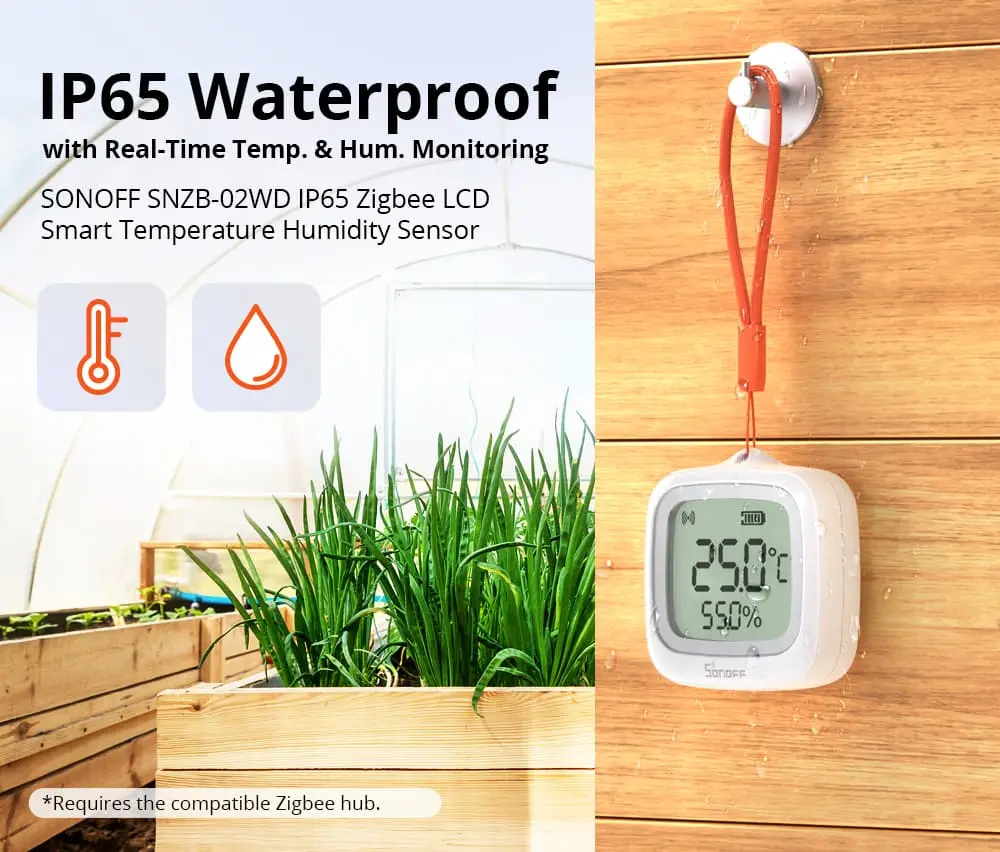 SONOFF IP65 Zigbee LCD Smart Temperature Humidity Sensor | SNZB-02WD
