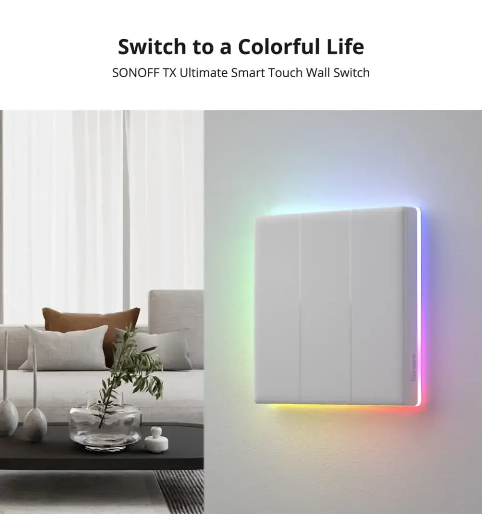 SONOFF T5-4C-86 TX WiFi Touch Wall Switch Smart Home Replaceable Switch Cover APP Remote Control via Alexa Google Home