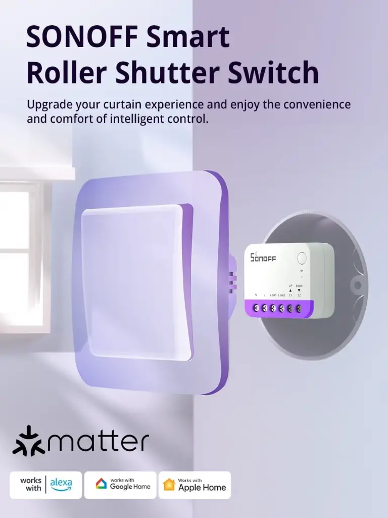 SONOFF MINI-RBS Matter Smart WIFI Curtain Switch Module for Roller Blinds Precise Percentage Control Work with Alexa Google Home