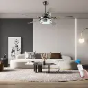 Smart Home Control 3 Colors Led Source 3 Fan Speed Dual Direction Ac Fan Ceiling With Light
