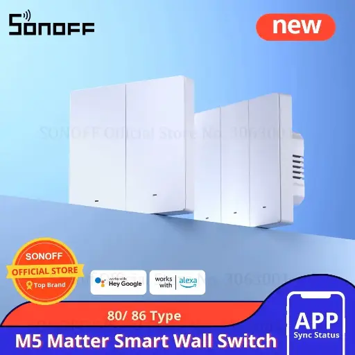 [6920075777086] SONOFF M5-3C-80 SwitchMan Smart Wall Switch Push Button Switch 3 Gang Switch Work With Alexa Google Home and other