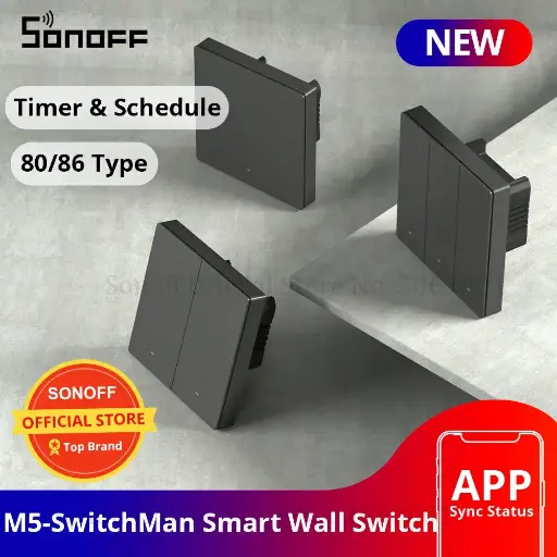 [6920075777086] SONOFF M5-3C-80 SwitchMan Smart Wall Switch Push Button Switch 3 Gang Switch Work With Alexa Google Home and other
