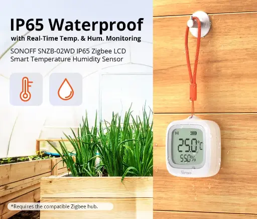 [6920075743128] SONOFF IP65 Zigbee LCD Smart Temperature Humidity Sensor | SNZB-02WD