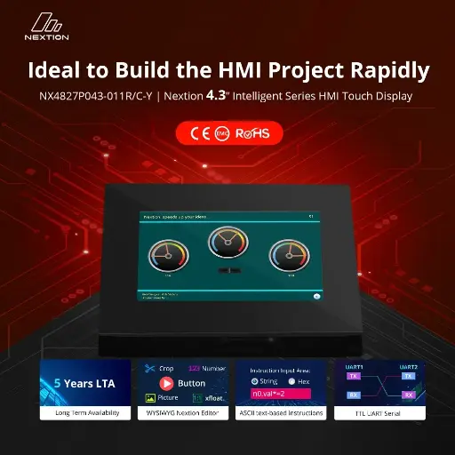 [6920075776492] Nextion NX4827P043-011R-Y(TN Display)Intelligent Series HMI Touch Display with enclosure