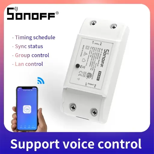 [6920075775693] Sonoff Basic R2 Wifi DIY Smart Switch Remote Controller Timer Light Switch Module 10A for Smart Home Automation Wireless APP Control Work With Alexa Google Home