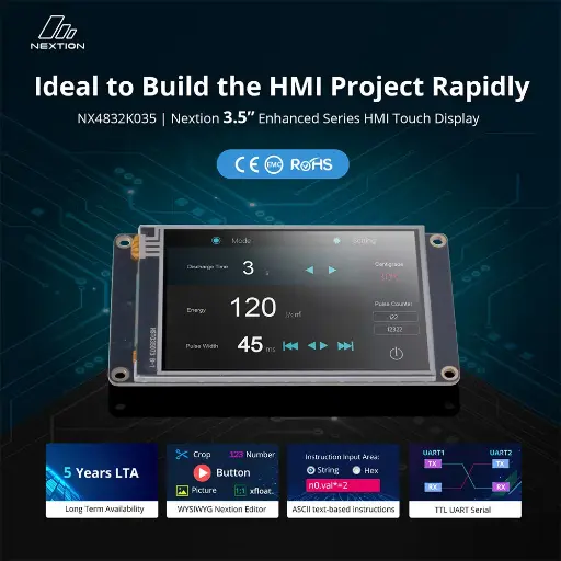 [IM160511005] NX4832K035 – Nextion 3.5” Enhanced Series HMI Touch Display 