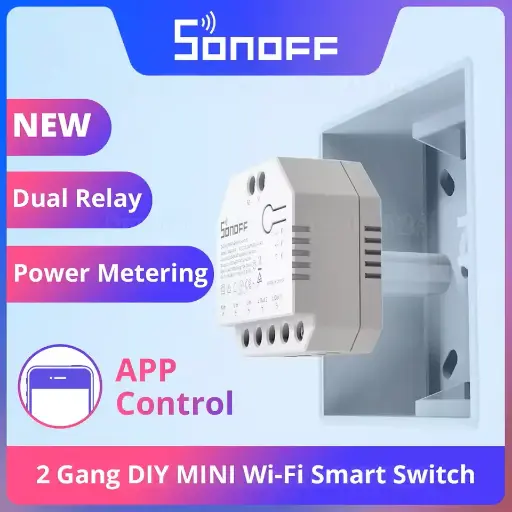 [6920075775402] Sonoff DualR3 Retro-fit WiFi 2 Node Power Metering Smart Switch Module for Home Automation | Remote App Control Switch | No Hub Required | Compatible with Alexa and Google Home