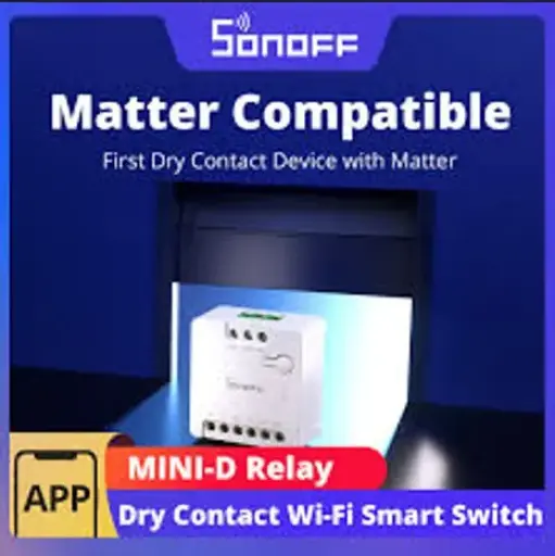 [6920075742923] SONOFF MINI-D Dry WiFi Smart Switch with Matter Dry Contact Output AC/DC Input Compatible Alexa & Google Home for Garage Doors Boilers Low Power DC Motors/Solenoid Valves
