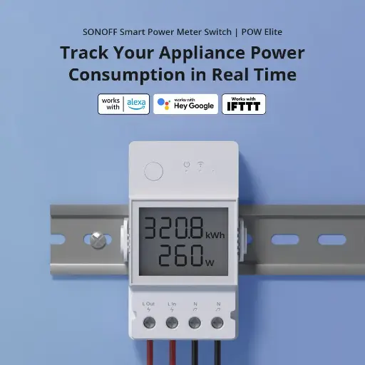 [6920075777505] Sonoff POWR320D Elite 20A Smart Wifi Power Meter Switch Intelligent Energy Controller 6-Month Consumption History Data Overload Protection Assisted with Alexa Google Home