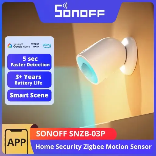 [6920075740639] SONOFF SNZB-03P Zigbee3.0 Motion Sensor 5-Seconds Faster Detection Smart Home Security Human Body Detection Smart Scene via eWeLink Work with Alexa Google Home 3+Years battery life