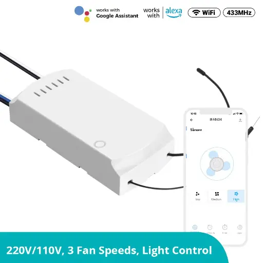 [6920075776751] SONOFF iFan04-H Wi-Fi Ceiling Fan And Light Controller -Turn traditional fan to Smart WiFi fan With Timer Internet Work With AMAZON Alexa,google Home ,Nest 