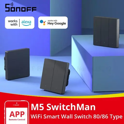 [6920075777116] SONOFF M5-3C-86 SwitchMan Smart Wall Switch Push Button Switch 3 Gang Switch Work With Alexa Google Home and other