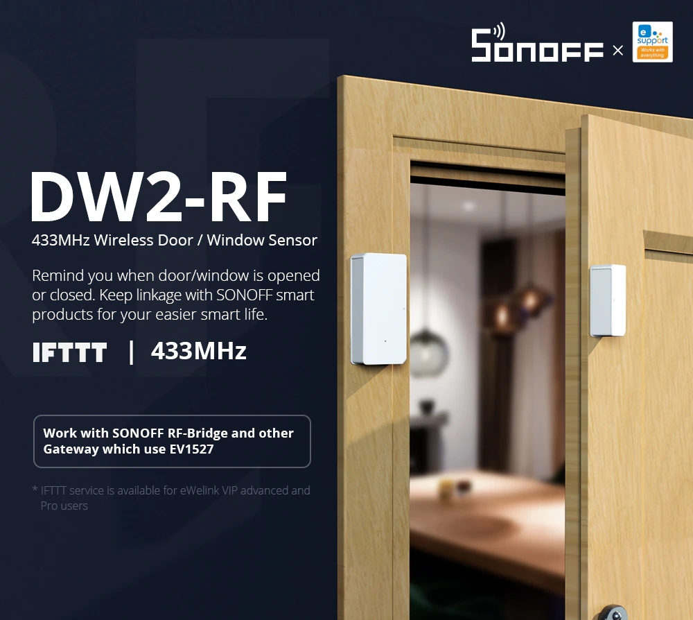 433 MHZ Drahtlos Tür und Fenster Sicherheits Intelligenter Weltraum Sensor  W8F4